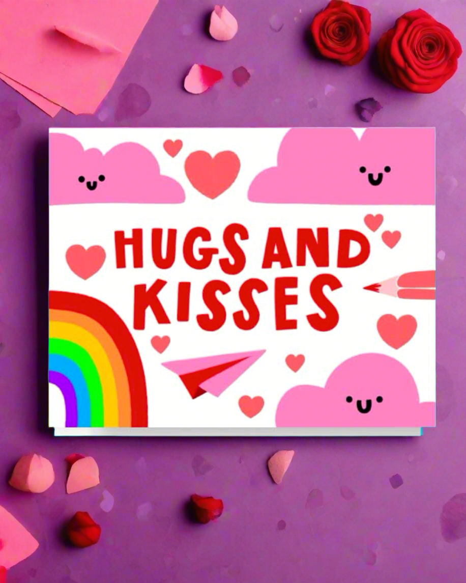 Hugs And Kisses Rainbow Card