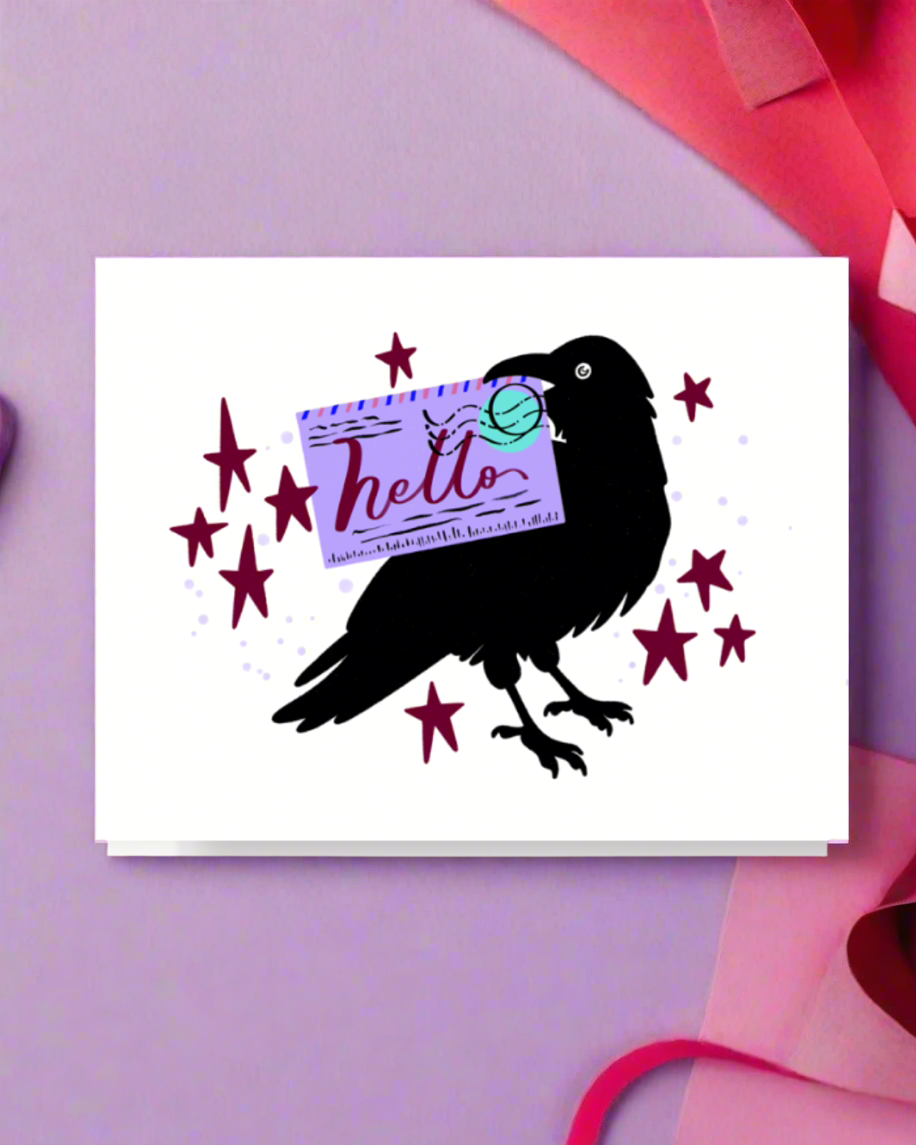 Hello Raven Letter Card
