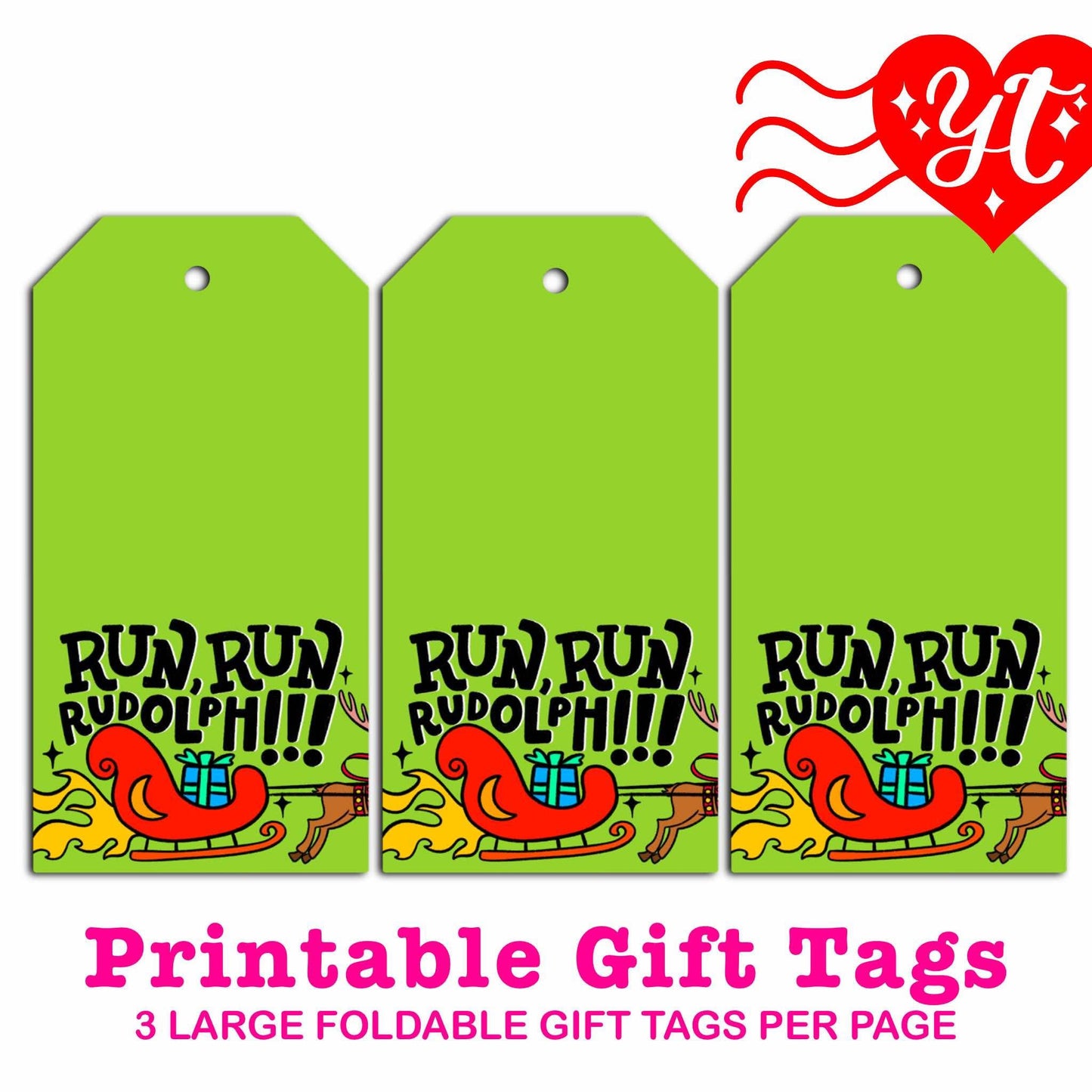 Run Run Rudolph Printable Gift Tags