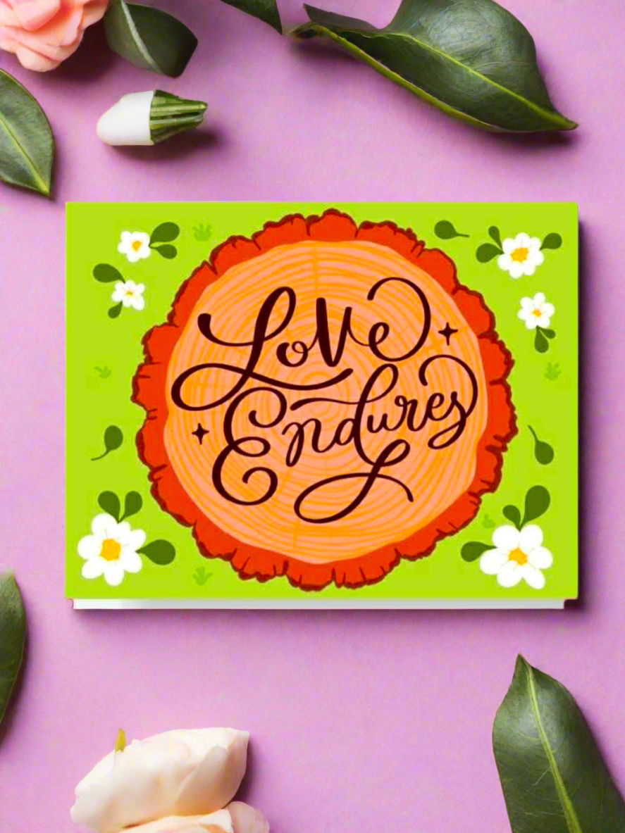Love Endures Floral Tree Carving Card
