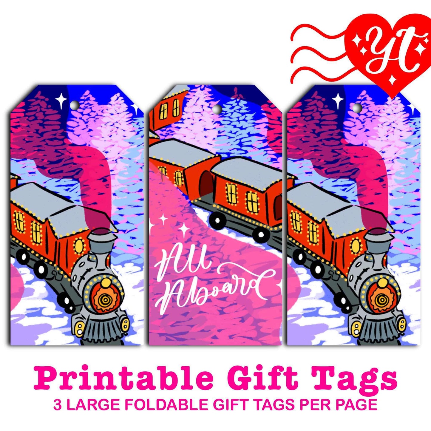 All Aboard Holiday Train Printable Gift Tags