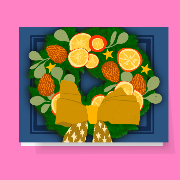 Big Winter Citrus Wreath Card