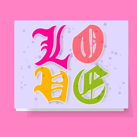 Love Old English Lettering Card