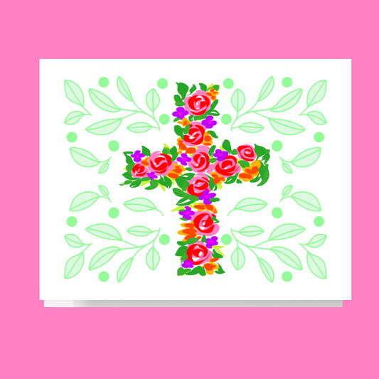 Colorful Floral Cross Card