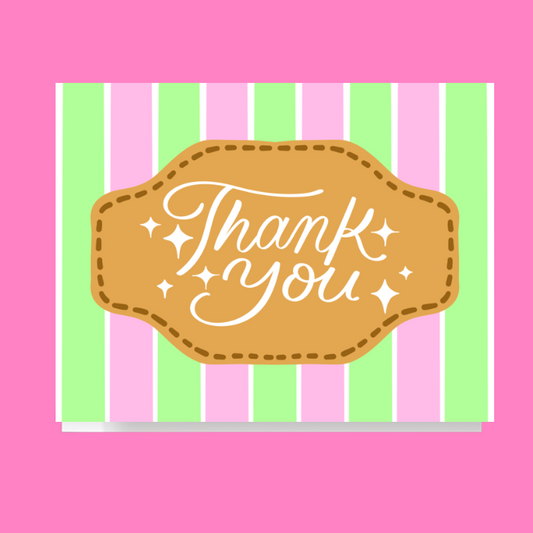 Stripes And Script Thank You Card