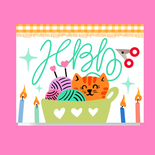 HBD Kitten And Yarn Card