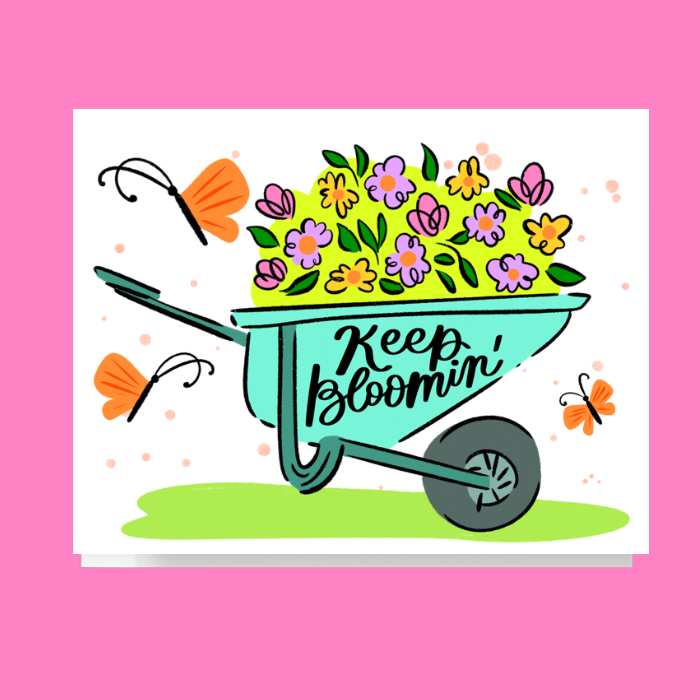 Keep Blooming Floral Wheelbarrow Card