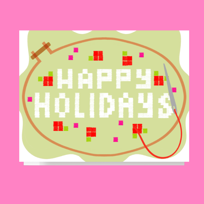 Happy Holidays Embroidery Card