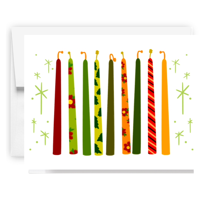 Painted Holiday Candles Card