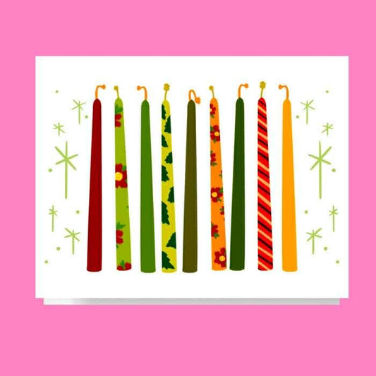 Painted Holiday Candles Card