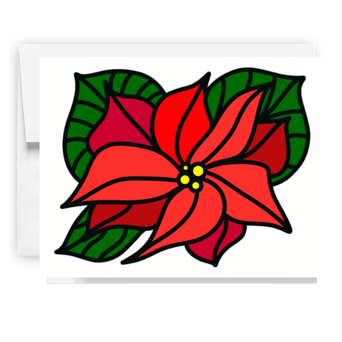 Poinsettia Flower Christmas Card