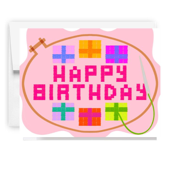Happy Birthday Embroidery Card