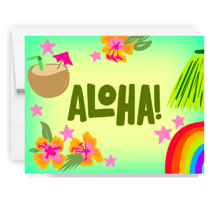 Aloha Hawaiian Doodle Card