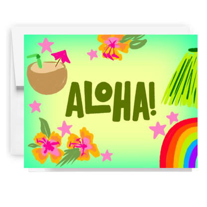 Aloha Hawaiian Doodle Card