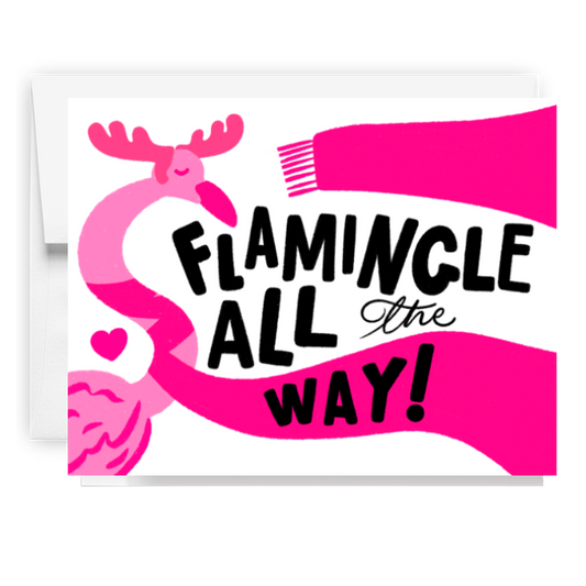 Flamingle All The Way Pink Holiday Card