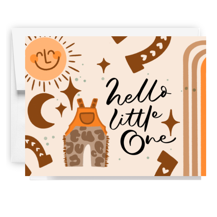 Hello Little One Boho Western Card