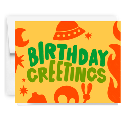 Space Alien Birthday Greetings Card