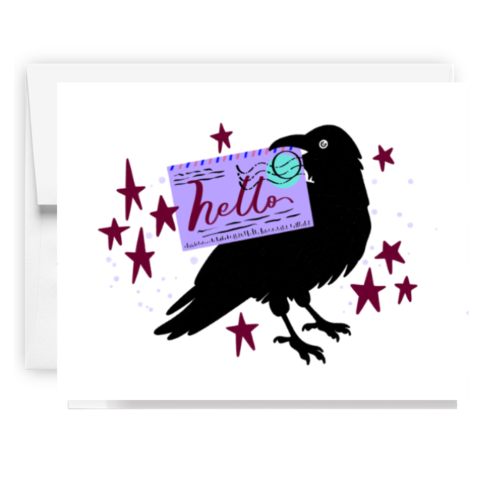 Hello Raven Letter Card