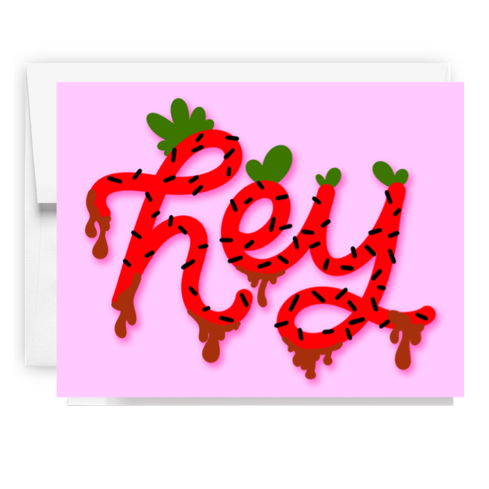 Hey Strawberry Letters Card