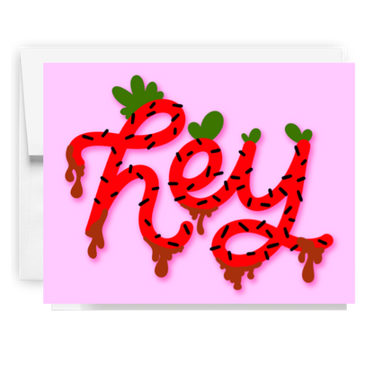 Hey Strawberry Letters Card