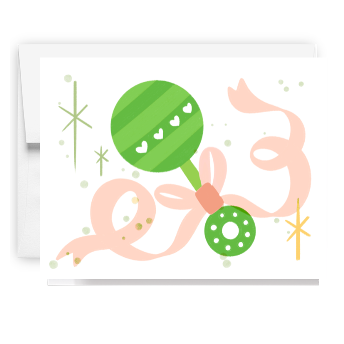 Baby Rattle And Ribbon Card