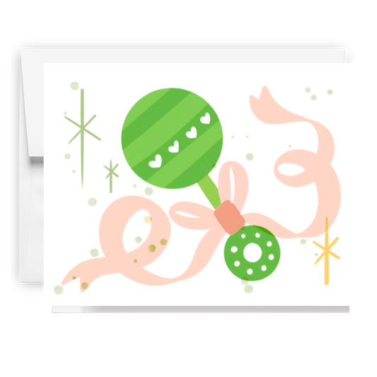 Baby Rattle And Ribbon Card