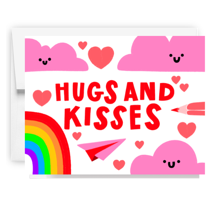 Hugs And Kisses Rainbow Card