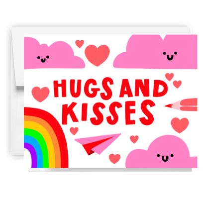 Hugs And Kisses Rainbow Card