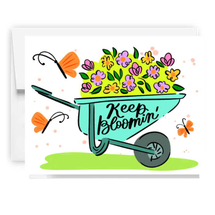 Keep Blooming Floral Wheelbarrow Card