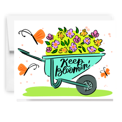 Keep Blooming Floral Wheelbarrow Card