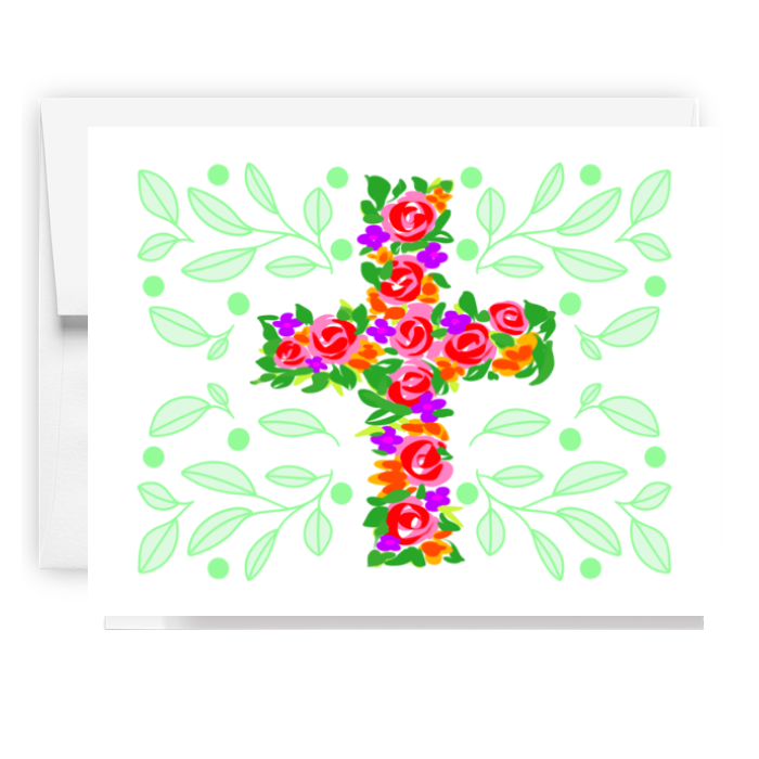 Colorful Floral Cross Card