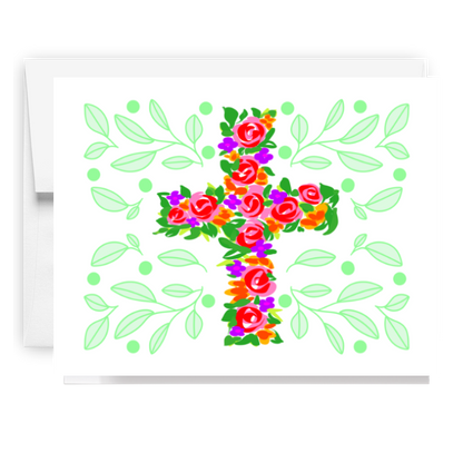 Colorful Floral Cross Card