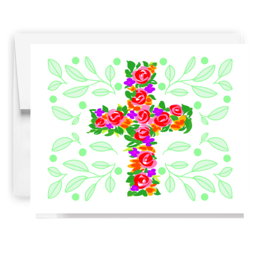 Colorful Floral Cross Card