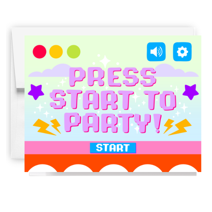 Press Start To Party Video Game Card