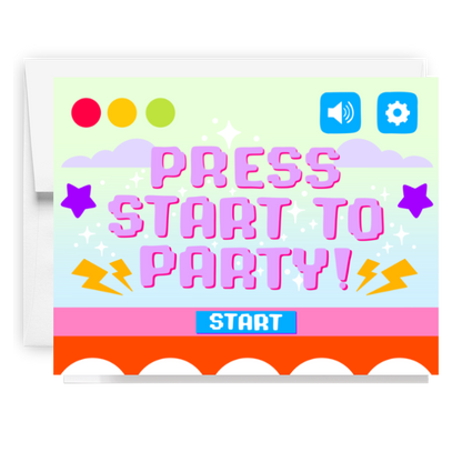 Press Start To Party Video Game Card