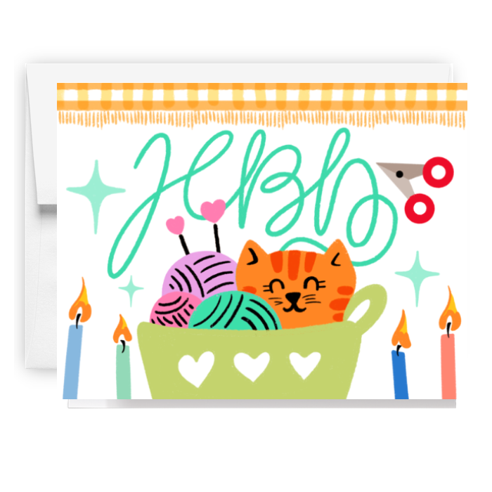 HBD Kitten And Yarn Card