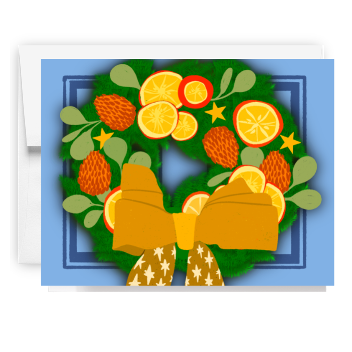 Big Winter Citrus Wreath Card