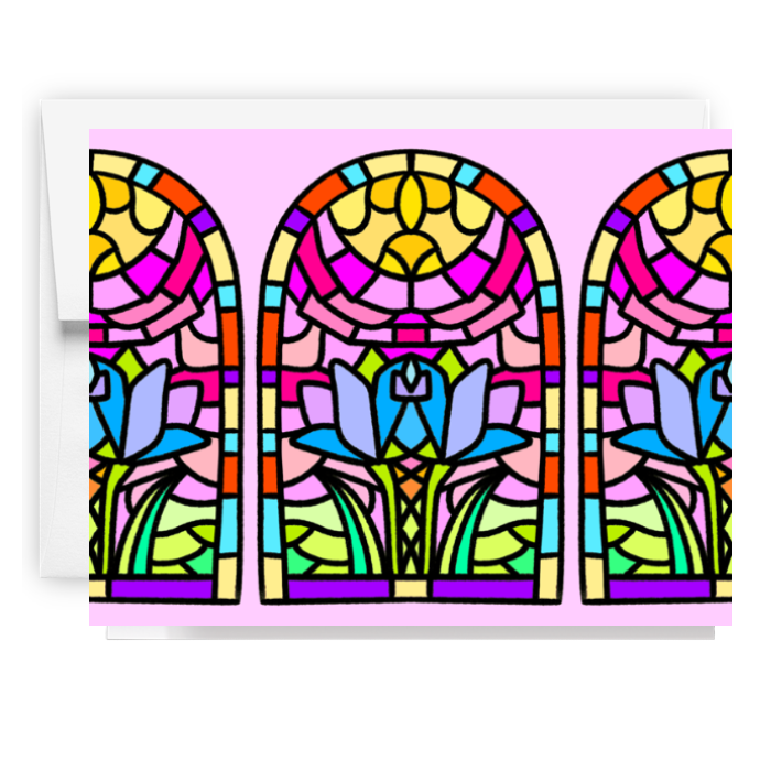Spring Floral Stained Glass Card