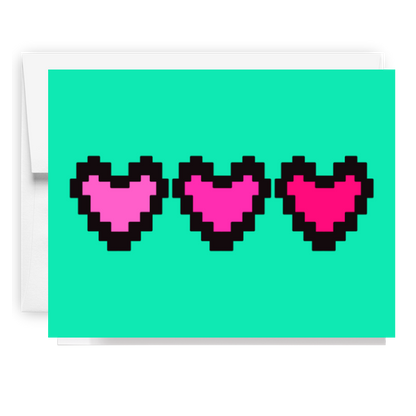 Pixel Gamer Hearts Card