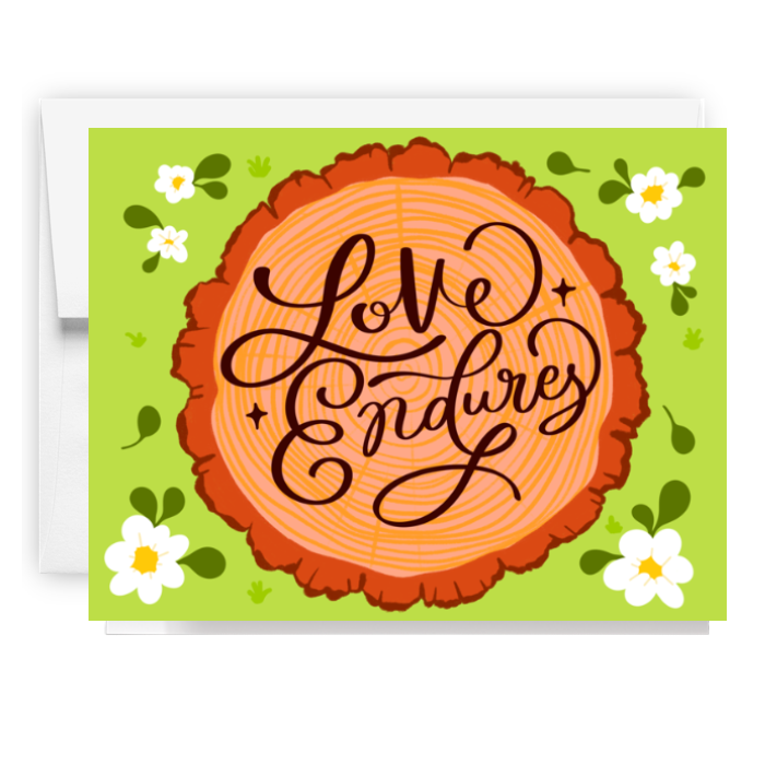 Love Endures Floral Tree Carving Card