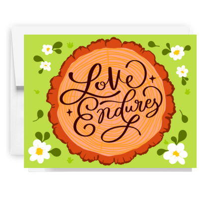 Love Endures Floral Tree Carving Card