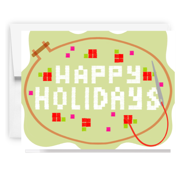 Happy Holidays Embroidery Card