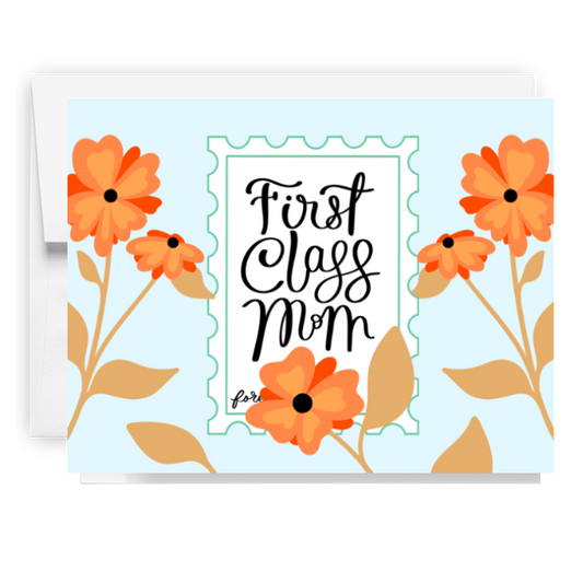 First Class Mom Floral Stamp Card