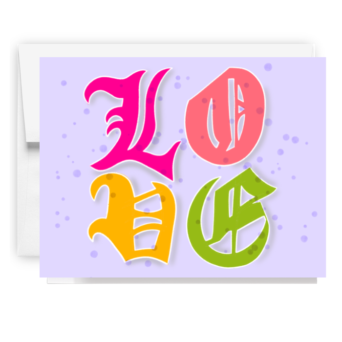 Love Old English Lettering Card