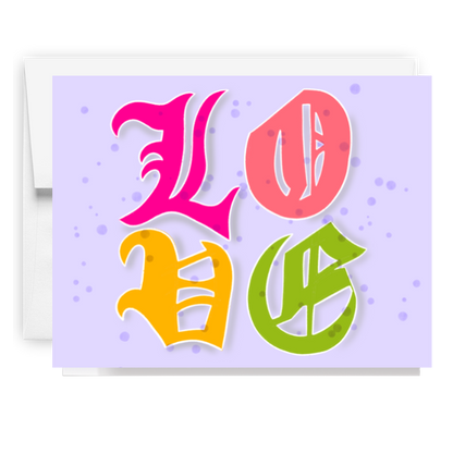 Love Old English Lettering Card