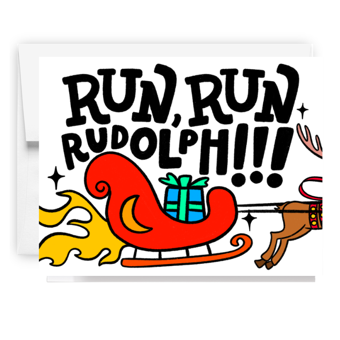 Run Run Rudolph Sleigh Card