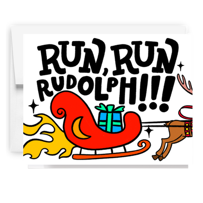 Run Run Rudolph Sleigh Card