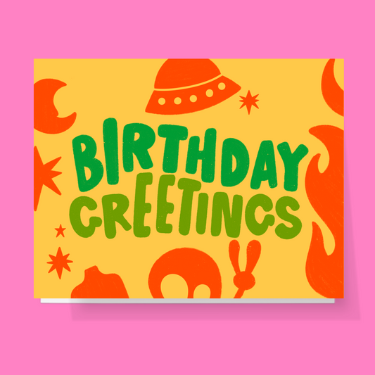 Space Alien Birthday Greetings Card