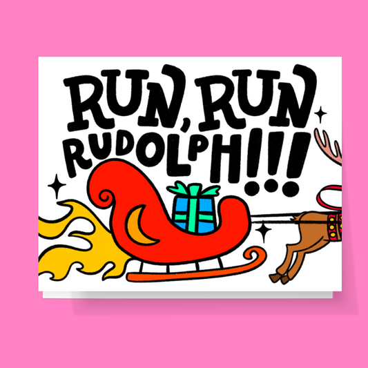 Run Run Rudolph Sleigh Card