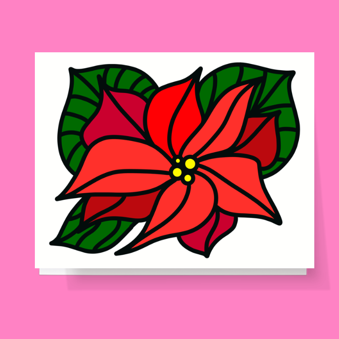 Poinsettia Flower Christmas Card